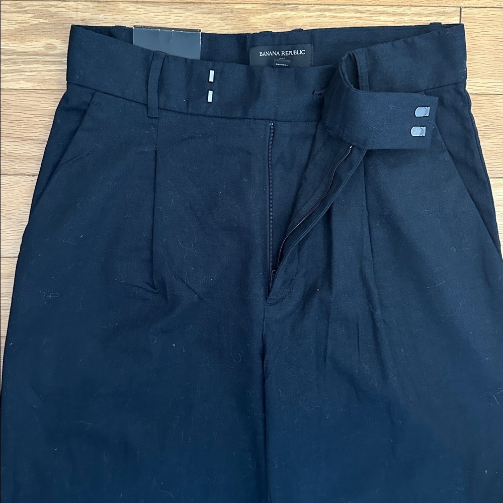 Banana Republic Size 4 Black Linen High Waist Pleated Wide Leg Pants in Size 4 - Picture 8 of 16